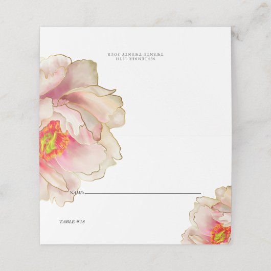 Bruiloft | Exotic Coral Roos Peony Plaatskaartje (Buitenkant ongevouwen)