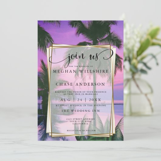 Bruiloft | Exotic Tropical Night Beach11a Kaart (Staand voorkant)