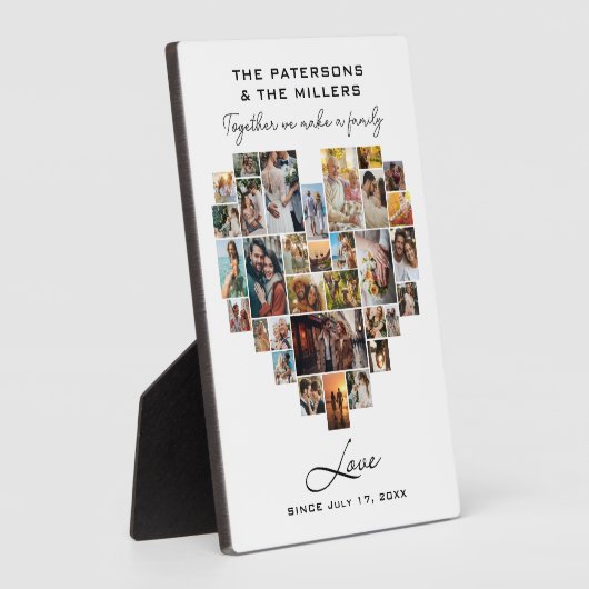 Bruiloft Familie Jubileum Hart Foto Collage Fotoplaat (Zijkant)