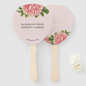 BRUILOFT FAN chique blush roze bloemenpioen bloem Handwaaier (Voorkant en achterkant)