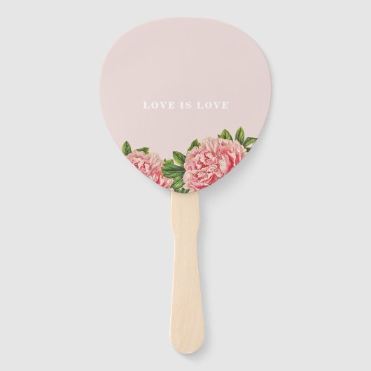 BRUILOFT FAN chique blush roze bloemenpioen bloem Handwaaier (Achterkant)