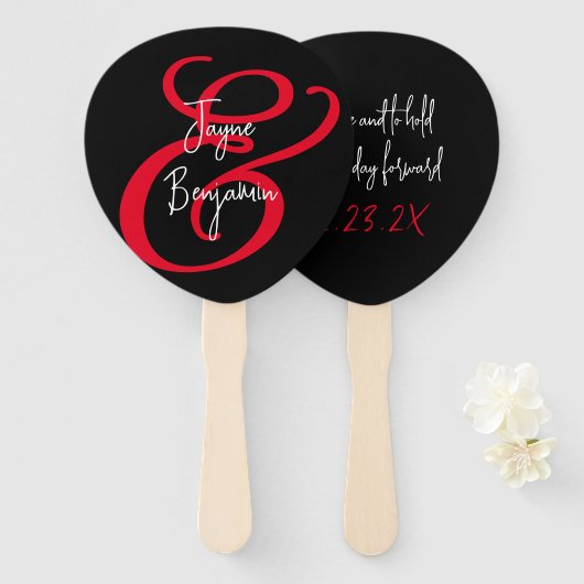 Bruiloft Fan hebben en houden Gezegde zwart Handwaaier (Voorkant en achterkant)