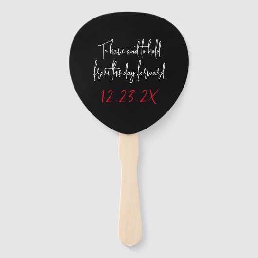 Bruiloft Fan hebben en houden Gezegde zwart Handwaaier (Achterkant)