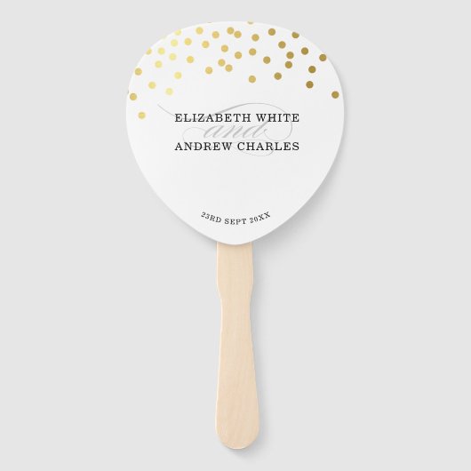 BRUILOFT FAN modern stijlvol chique gouden confett Handwaaier (Voorkant)