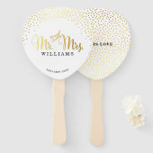 BRUILOFT FAN modern stijlvol goud confetti mr & mr Handwaaier (Voorkant en achterkant)