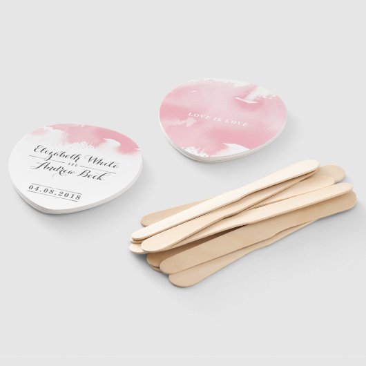 BRUILOFT FAN stijlvolle waterverf chique blush roz Handwaaier (Niet-gemonteerd)