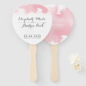 BRUILOFT FAN stijlvolle waterverf chique blush roz Handwaaier (Voorkant en achterkant)