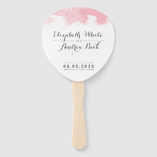 BRUILOFT FAN stijlvolle waterverf chique blush roz Handwaaier