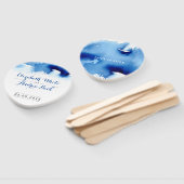 BRUILOFT FAN stijlvolle waterverf chique donkerbla Handwaaier (Niet-gemonteerd)