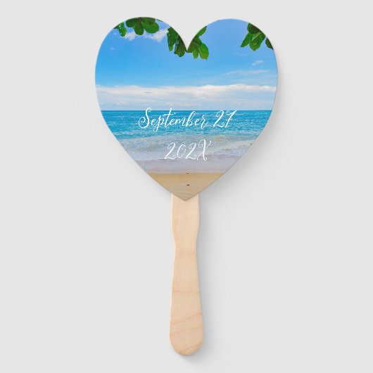 Bruiloft Fan Tropical Water Gezegde Handwaaier (Achterkant)