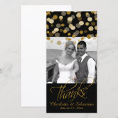 Bruiloft Faux Gold Glitter Stippen Dank u Bedankkaart (Voorkant / Achterkant)