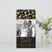 Bruiloft Faux Gold Glitter Stippen Dank u Bedankkaart (Staand voorkant)