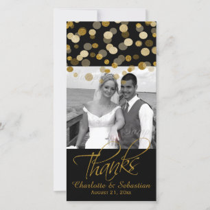 Bruiloft Faux Gold Glitter Stippen Dank u Bedankkaart