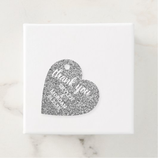 Bruiloft Faux Zilver Glitter Elegant Dank u Bedankjes Labels (In situ)
