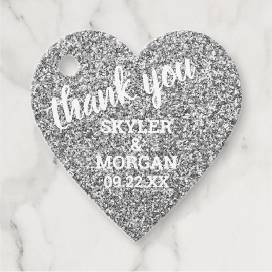 Bruiloft Faux Zilver Glitter Elegant Dank u Bedankjes Labels (Voorkant)