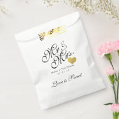 Bruiloft Favor Bag Faux Gold Folie Hart Mr. & Mrs Bedankzakje (Gezegeld)