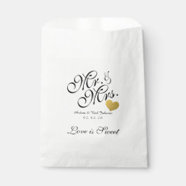 Bruiloft Favor Bag Faux Gold Folie Hart Mr. & Mrs Bedankzakje