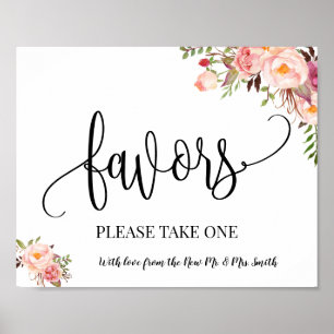 Bruiloft favor bord boho chic roze poster