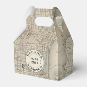 Bruiloft Favor Box met Philadelphia PA Kaart Bedankdoosjes