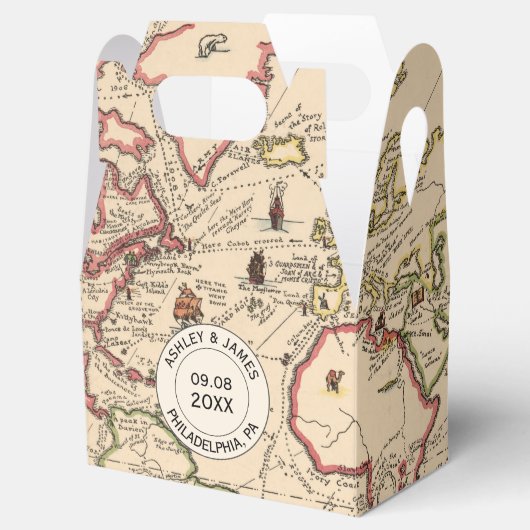 Bruiloft Favor Box met  World Adventure Kaart Bedankdoosjes (Geopend)