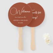 Bruiloft Favor Bruin Wit Terracotta Fans Handwaaier (Voorkant en achterkant)