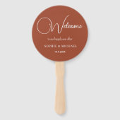Bruiloft Favor Bruin Wit Terracotta Fans Handwaaier (Voorkant)