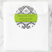 Bruiloft Favor Damask Dank u Stickers Groen (Tas)