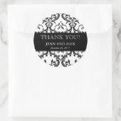 Bruiloft Favor Damask Dank u Stickers Zwart (Tas)