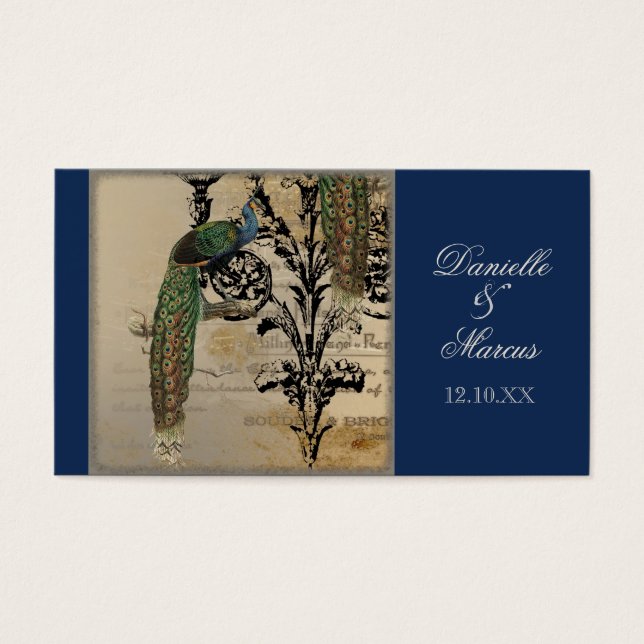Bruiloft Favor Gift Label Kaarten -  Peacock 6 Visitekaartje (Voorkant)
