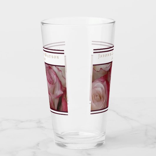 Bruiloft Favor Glas Wit-Roze-Rozen Wijnaccenten (Links)