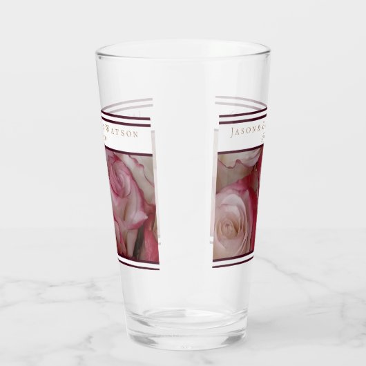 Bruiloft Favor Glas Wit-Roze-Rozen Wijnaccenten (Rechts)