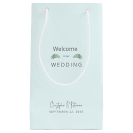 Bruiloft Favor IJsblauw Tropische Namen & Datum Klein Cadeauzakje