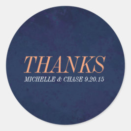 Bruiloft Favor Label, Navy Blue Texture Ronde Sticker
