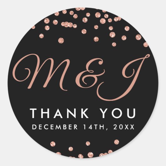 Bruiloft Favor Label Roos Gouden Glitter Confetti (Voorkant)