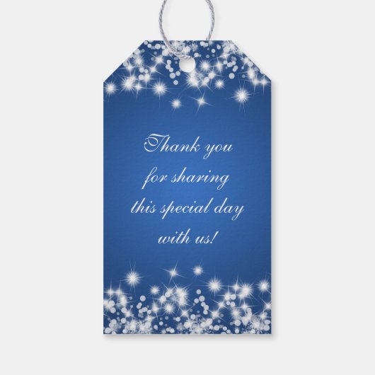 Bruiloft Favor Label Winter Sparkle Blue Cadeaulabel (Achterkant)