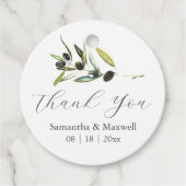Bruiloft Favor Labels Waterverf Olijftak (Voorkant)