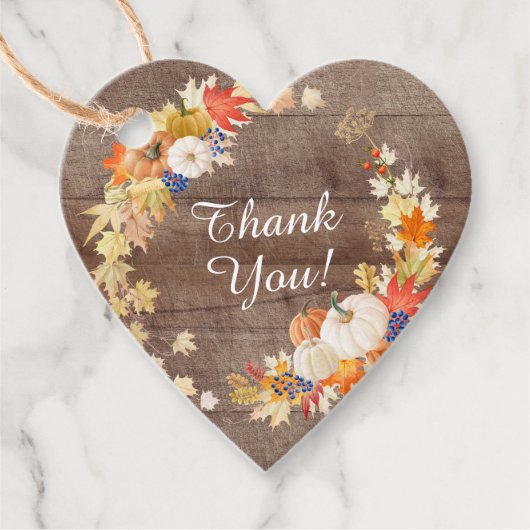 Bruiloft Favor Met Herfstbladeren En Pompoen Bedankjes Labels (Voorkant)