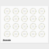 Bruiloft Favor met lauriergroen Ronde Sticker (Vel)
