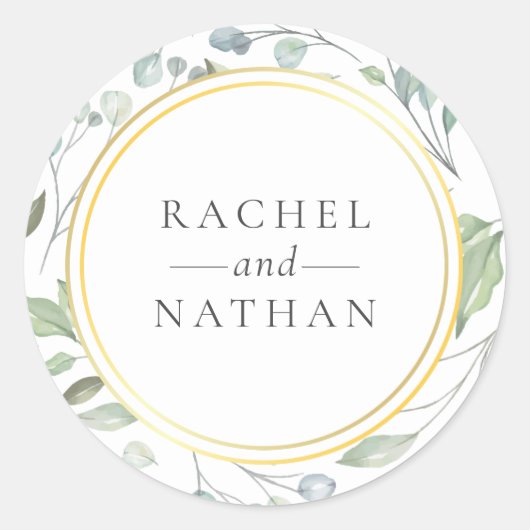 Bruiloft Favor met lauriergroen Ronde Sticker (Voorkant)