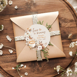 Bruiloft favor met 'Liefde is aan het brouwen' Ronde Sticker