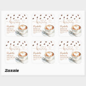 Bruiloft Favor met 'Love Is Brewing Coffee' Vierkante Sticker (Vel)