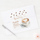 Bruiloft Favor met 'Love Is Brewing Coffee' Vierkante Sticker (Envelop)