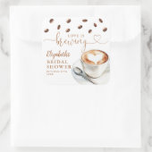 Bruiloft Favor met 'Love Is Brewing Coffee' Vierkante Sticker (Tas)