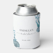 Bruiloft Favor met Nautilus Blauwe Schelp Blikjeskoeler (Blikje Voorkant)