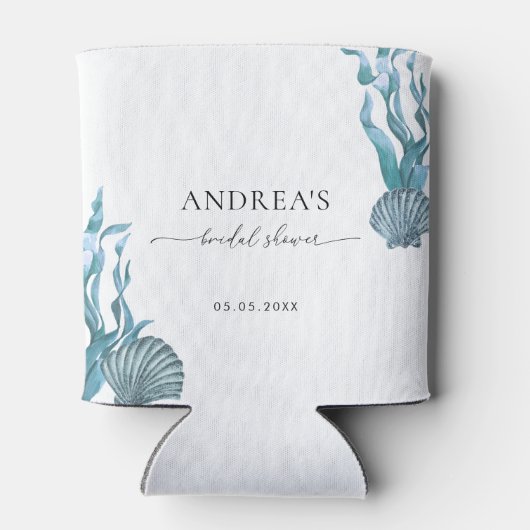 Bruiloft Favor met Nautilus Blauwe Schelp Blikjeskoeler (Achterkant)