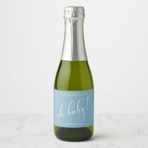 Bruiloft Favor Minimalistische Babyblauw Sparkling Wijnetiket
