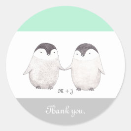 Bruiloft Favor Sticker Schattige Pinguïn Bruiloft 