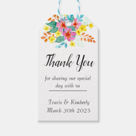 Bruiloft Favor Tag met Bloemig Spuit Cadeaulabel