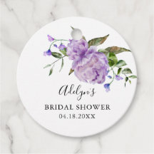 Bruiloft Favor Tags met Landelijke Paarse Bloemen