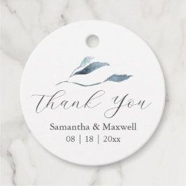 Bruiloft Favor Tags Stofblauw Botanicals Bedankjes Labels